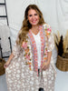 Floral Print Embroidered Open Front Kimono