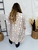 Floral Print Embroidered Open Front Kimono
