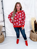 Snowflake Print Knit Sweatshirt In Red