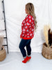 Snowflake Print Knit Sweatshirt In Red