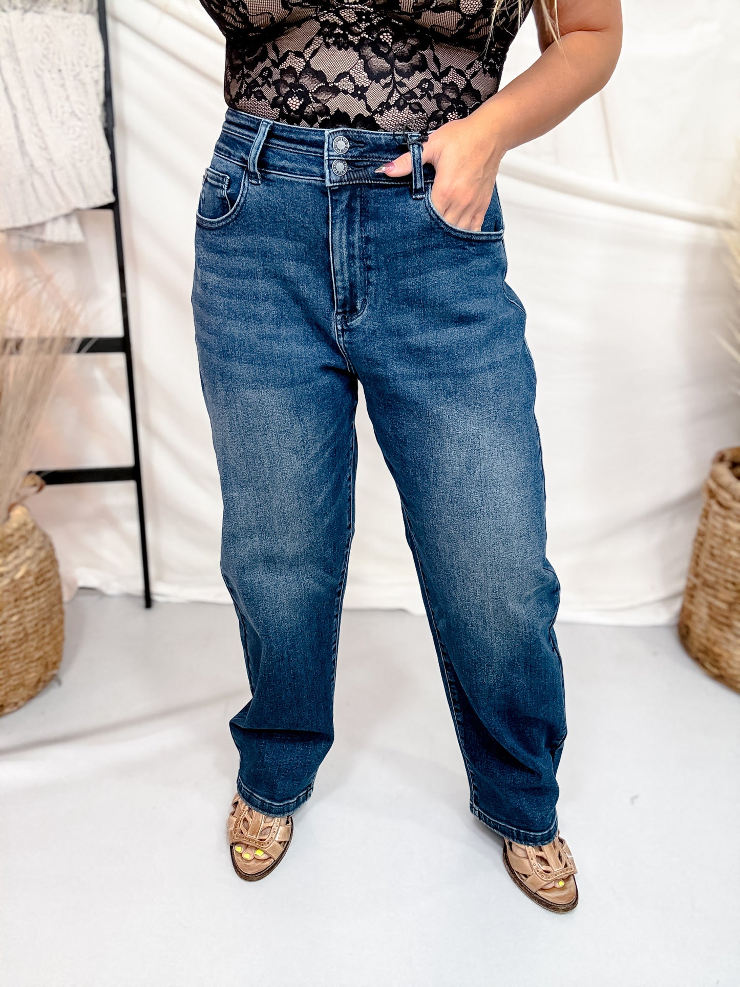 Judy Blue High Waist Arc Leg Jeans With Double Waistband
