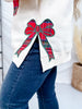 Cream Sweatshirt With Red Plaid "Merry" Patch