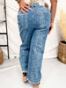 Judy Blue High Waist Snakeskin Print Wide Leg Ankle Jeans