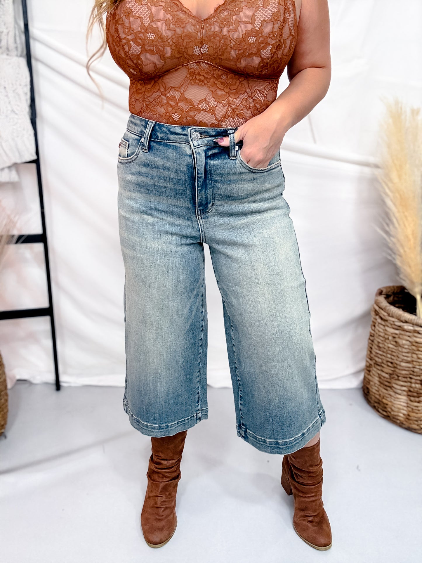Judy Blue High Waist Culotte Jeans W/ Side Shaping Seams