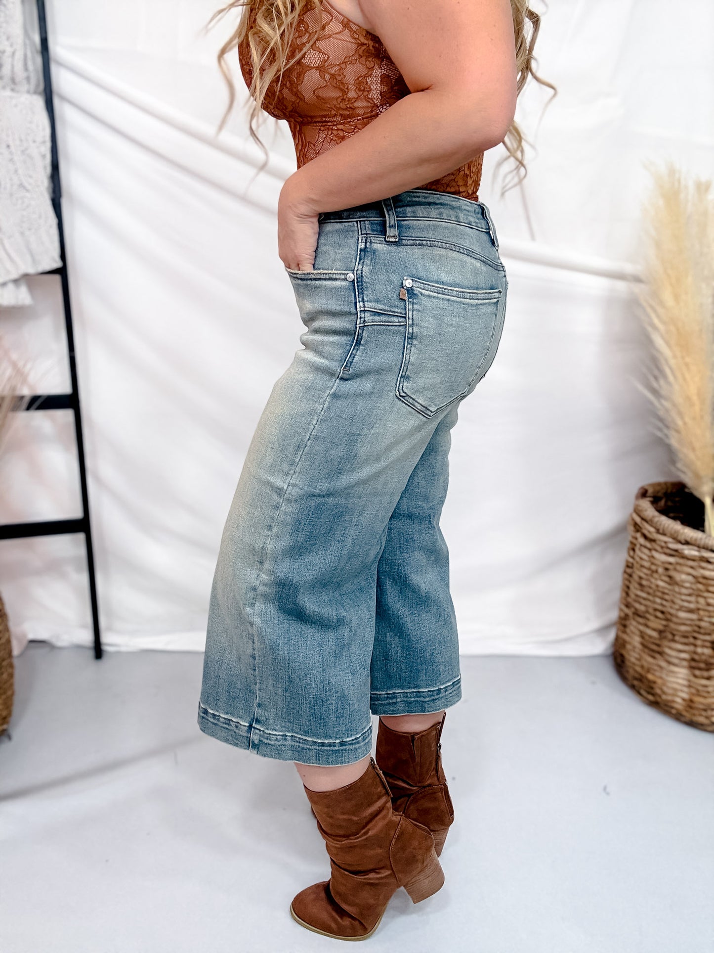 Judy Blue High Waist Culotte Jeans W/ Side Shaping Seams