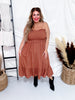 The Jones Smocked Sleeveless Dress in Desert Sand