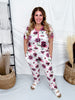 Mauve Rose Print Short Sleeve Top & Joggers Loungewear Set