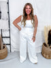 Judy Blue High Waist White Featherweight Palazzo Pants W/ Elastic Waist