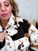 Brown & Black Cow Print Faux Fur Shacket