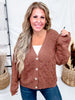 Brown Button Front Cable Knit Cardigan