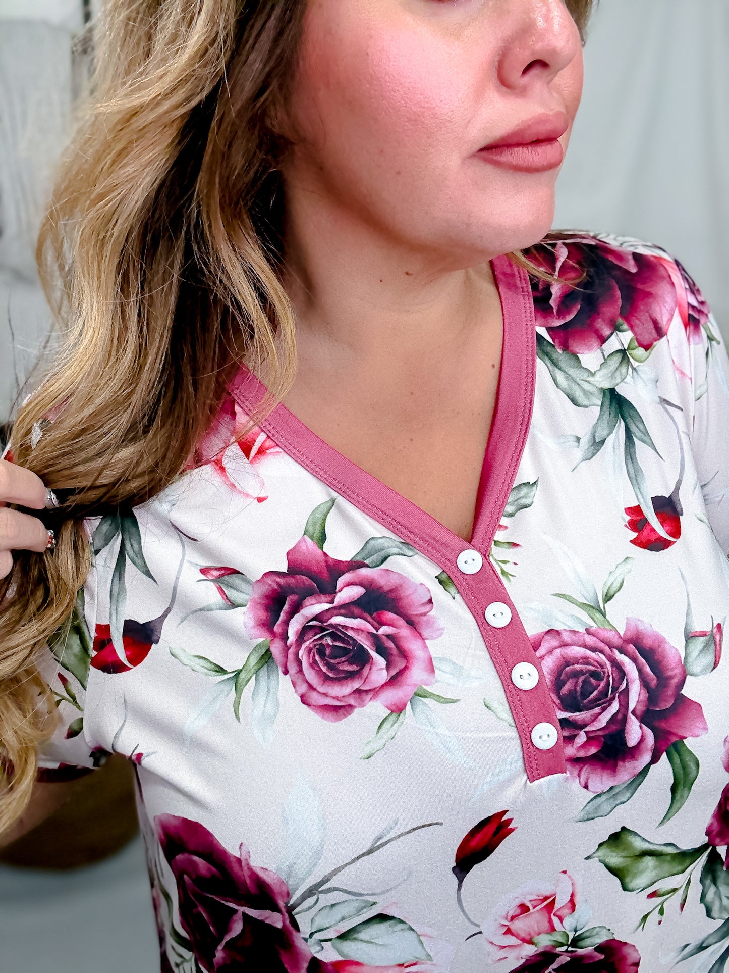 Mauve Rose Print Loungewear Night Dress