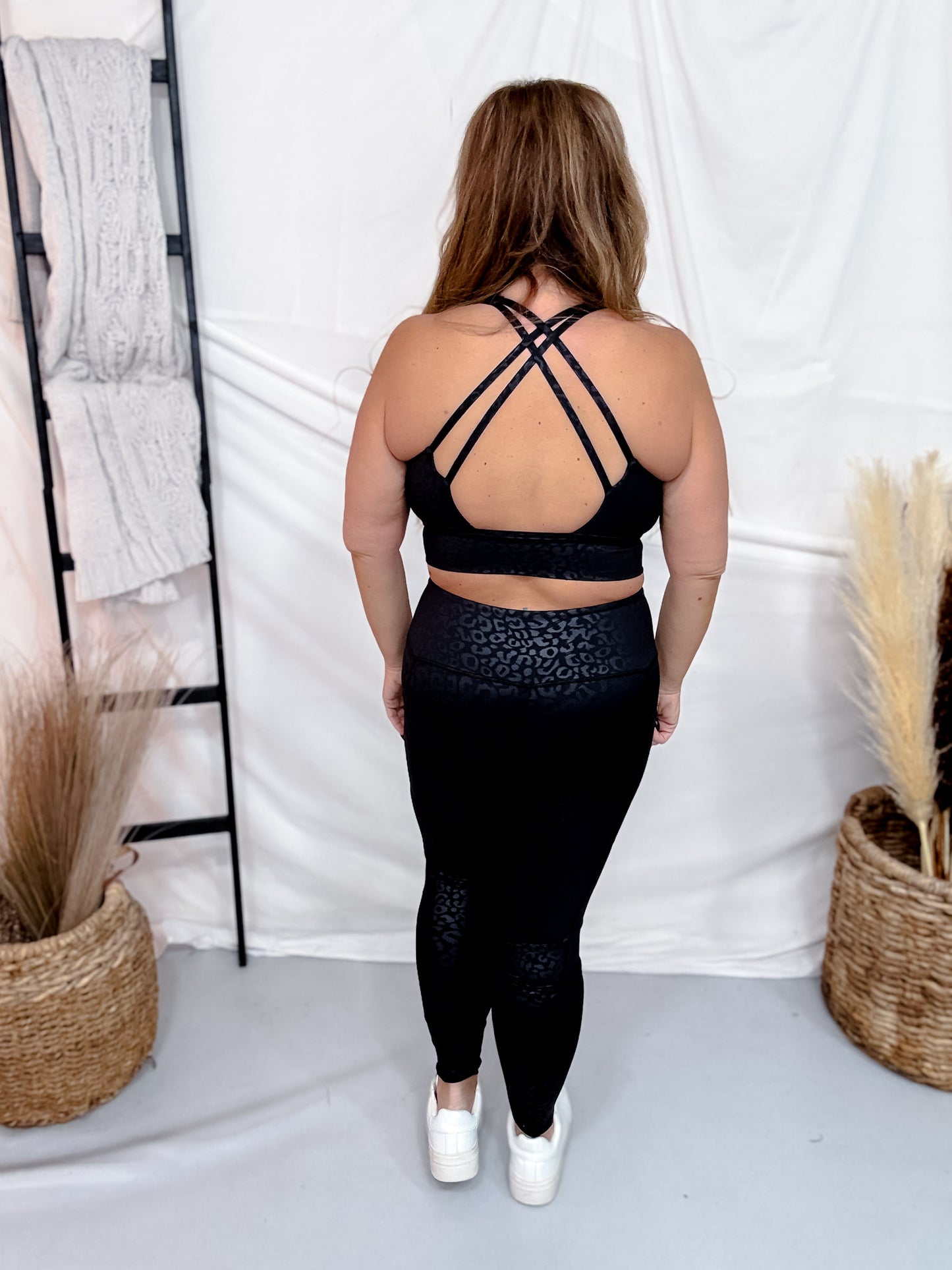 Black Leopard Print Longline Sports Bra