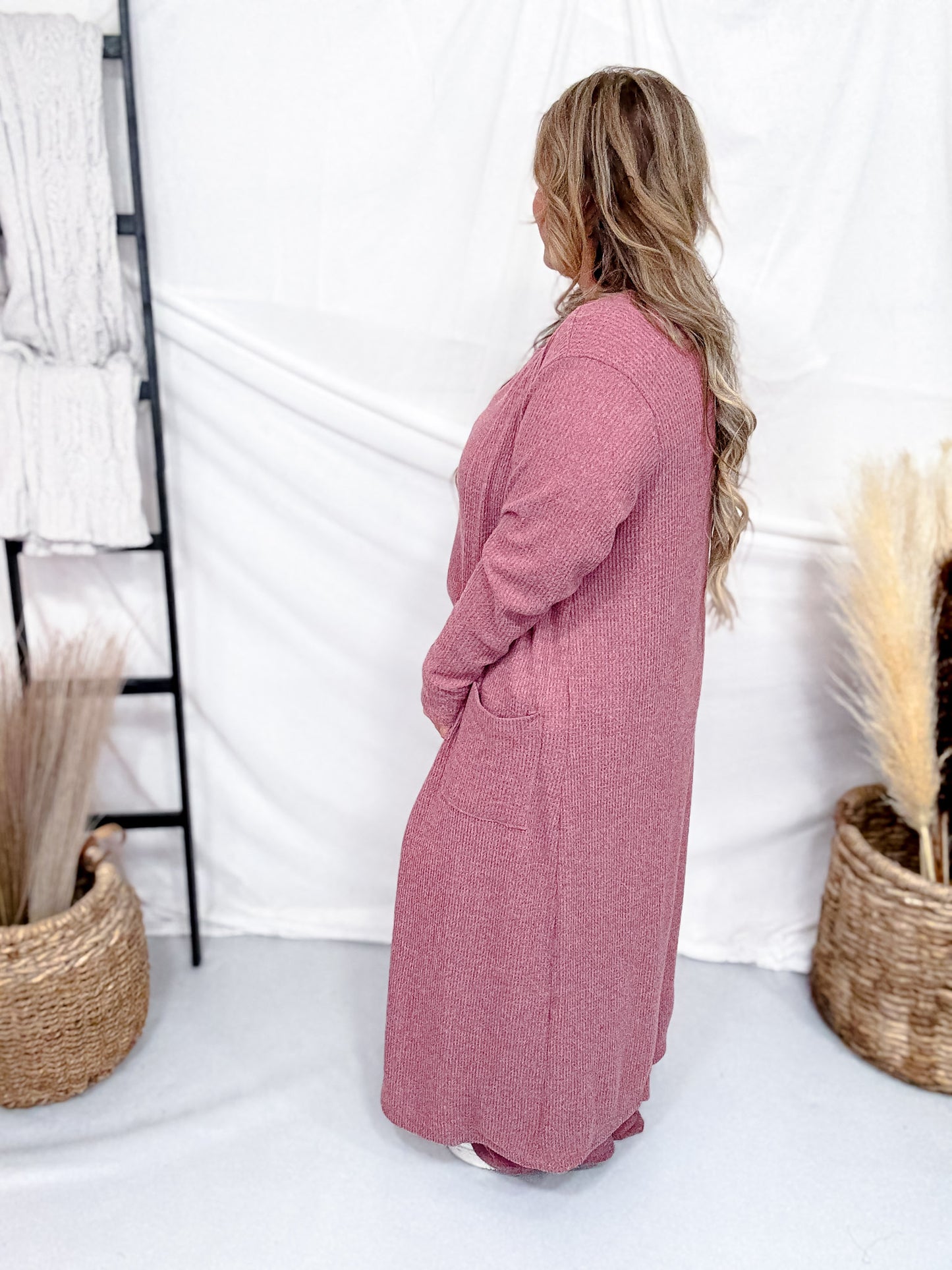 3 Piece Brushed Thermal Loungewear Set With Cardigan (8 Colors)