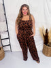 Sleeveless Leopard Print Wide Leg Jumpsuit