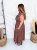 Mocha & Caramel Floral Print Zip Front Midi Dress