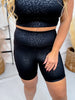 5" Inseam Black Leopard Print Sculpting Shorts