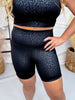 5" Inseam Black Leopard Print Sculpting Shorts