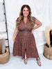 Mocha & Caramel Floral Print Zip Front Midi Dress