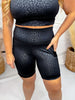 Black Leopard Print Sculpting Shorts With 7" Inseam