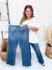 Judy Blue High-Waist Double Button Bootcut Jeans W/ Frayed Hem