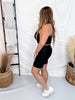 7" Inseam Black Faux Leather Sculpting Shorts