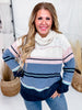 Multi Colored Cowl Neck Sweater With Stripes