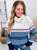 Multi Colored Cowl Neck Sweater With Stripes