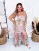 Spring Boho Patchwork Maxi Dress with Smocked Bodice