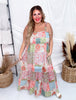Spring Boho Patchwork Maxi Dress with Smocked Bodice
