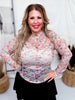 Blue & Pink Floral Print Long Sleeve Mesh Layering Top