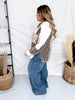 Cream Long Sleeve Contrast Printed Thermal Hooded Knit Top