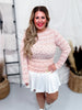 Peach Floral Mock Neck Top