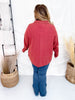 Brick Red Waffle Knit V-Neck Top