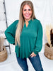 V-Neck Lizzy Top With Smocked Sleeves (4 Colors)
