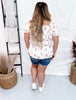 Smocked Floral Print Peplum Top with Puff Sleeves