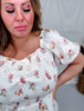 Smocked Floral Print Peplum Top with Puff Sleeves