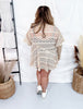 Long Sleeve Layered Top with Lace Panels in Sand