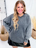 Black Long Sleeve Pullover W/ Pearl Stud Details