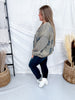 Vintage Moss Distressed Sweatshirt W/ Studding Detail & Knit Liner