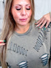 Vintage Moss Distressed Sweatshirt W/ Studding Detail & Knit Liner