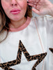 Leopard Print Stars Patchwork Short Sleeve Top