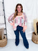 Blush Pink Square Neck Double Gauze Plaid Contrast Top