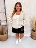 Ivory & Oatmeal Striped V-Neck Cardigan