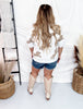 Horse Printed Puff Sleeve Knit Short Sleeve Top