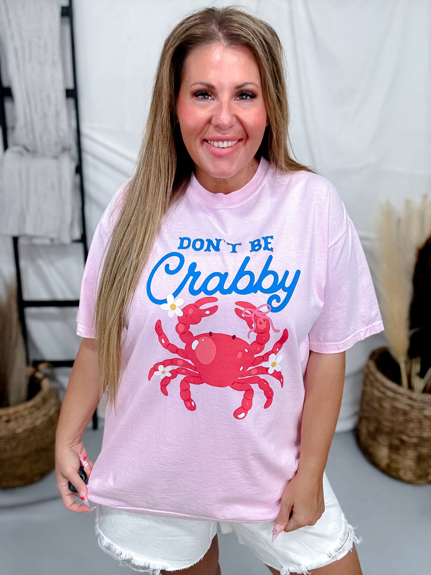Don't Be Crabby Pink Short Sleeve Graphic Tee