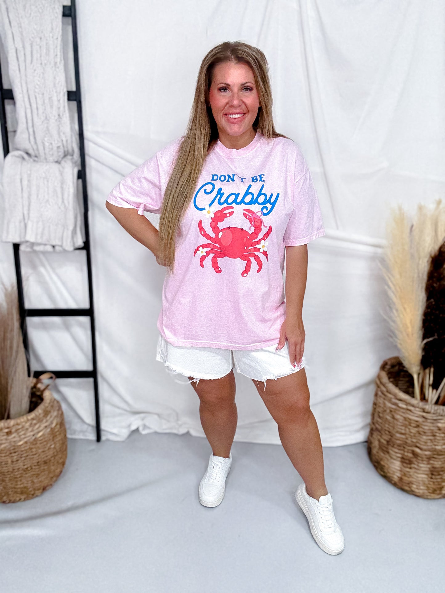 Don't Be Crabby Pink Short Sleeve Graphic Tee
