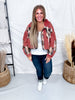 Waffle Knit Maroon Red Hi-Low Midi Hoodie With Plaid Accents