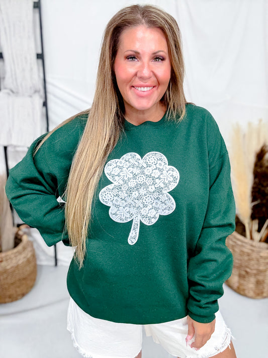 Lace Clover Graphic Sweatshirt