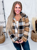 Cozy Brown Plaid Zip Up Puff Jacket