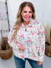 Cream and Pink Floral Print Corduroy Shacket
